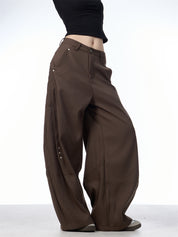 GKIKZ RETRO SPLICING SCIMITAR BAGGY PANTS