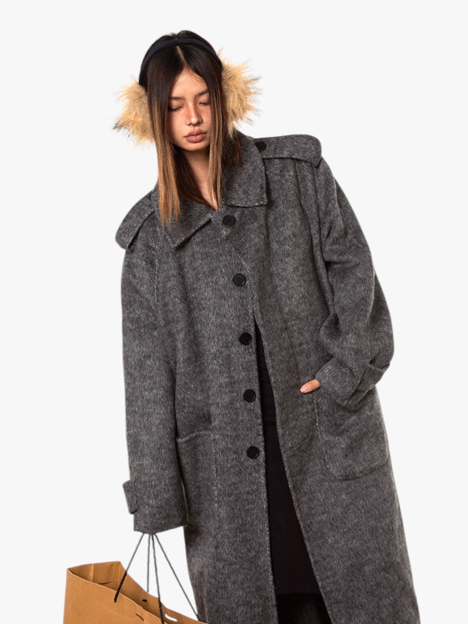 GKIKZ HANDMADE DOUBLE-FACED WOOL LONG A/W HIGH-GRADE COAT