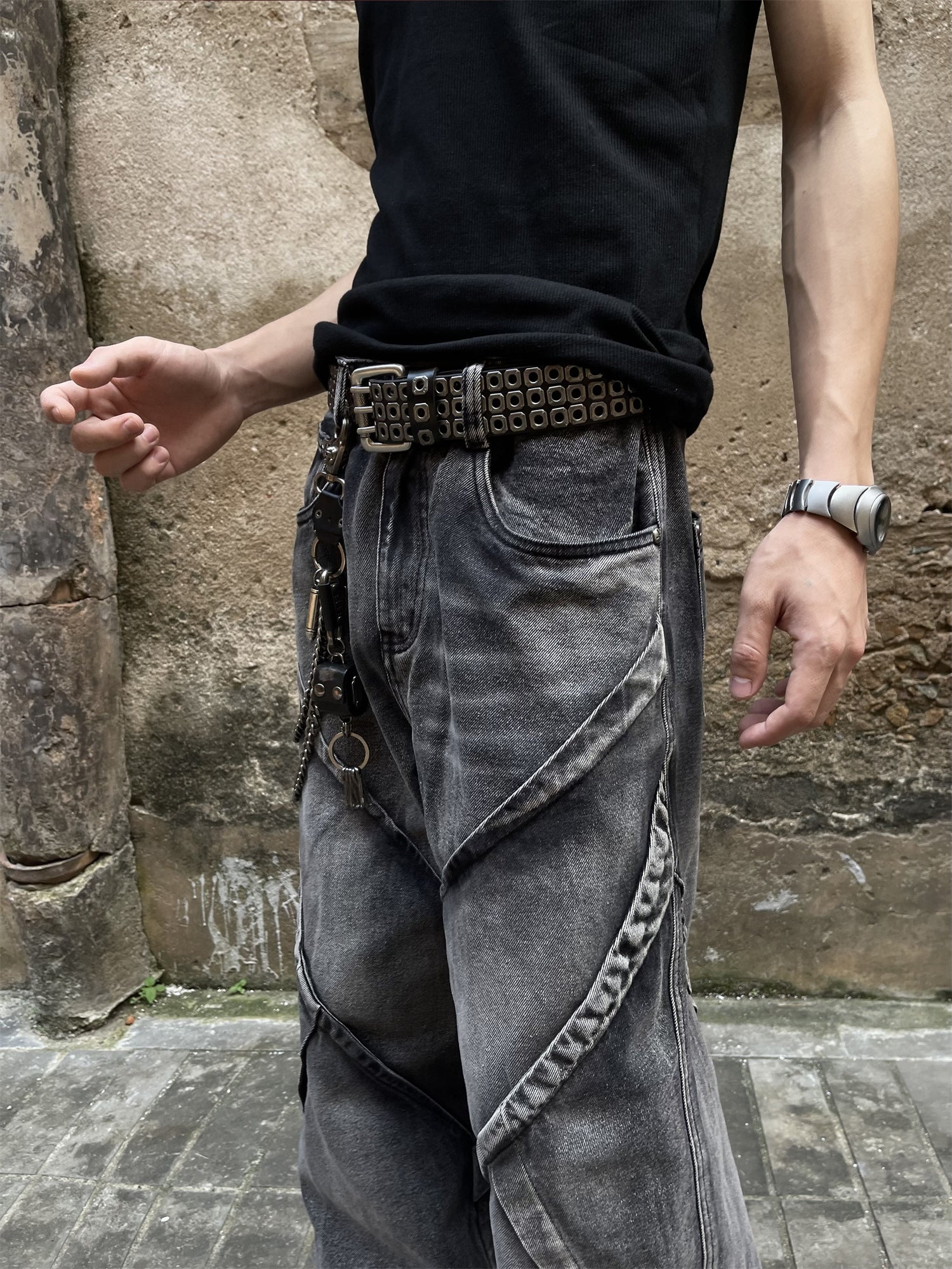 Heavy Washed Deconstructed Denim Baggy Jeans