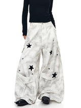 Starfall Distress Wide-Leg Cargo Pant