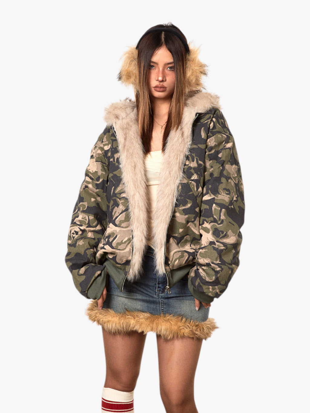 Cotton Padded Fur Collar Jacket