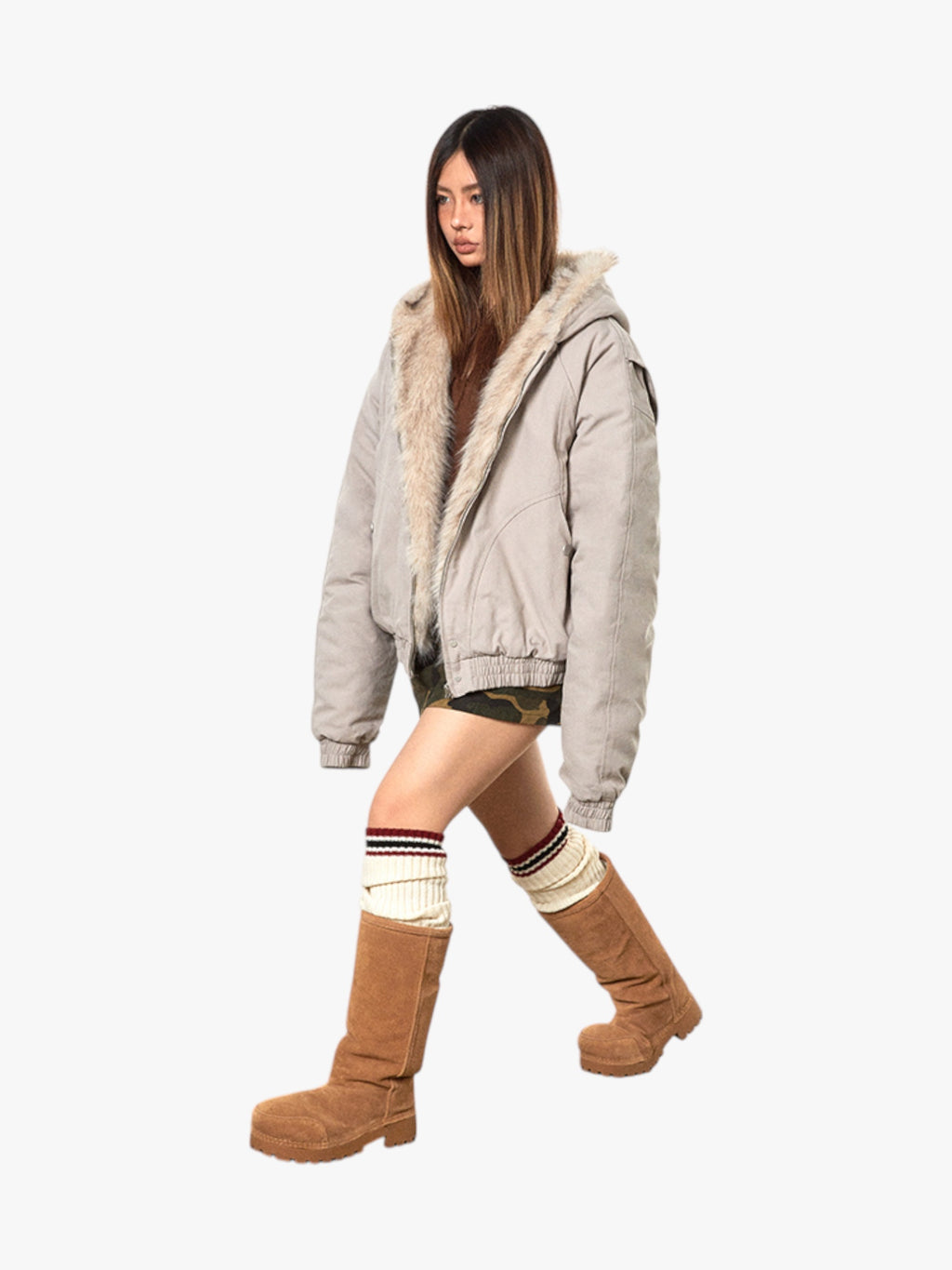 Mountain Carving Thickened Fur Jacket
