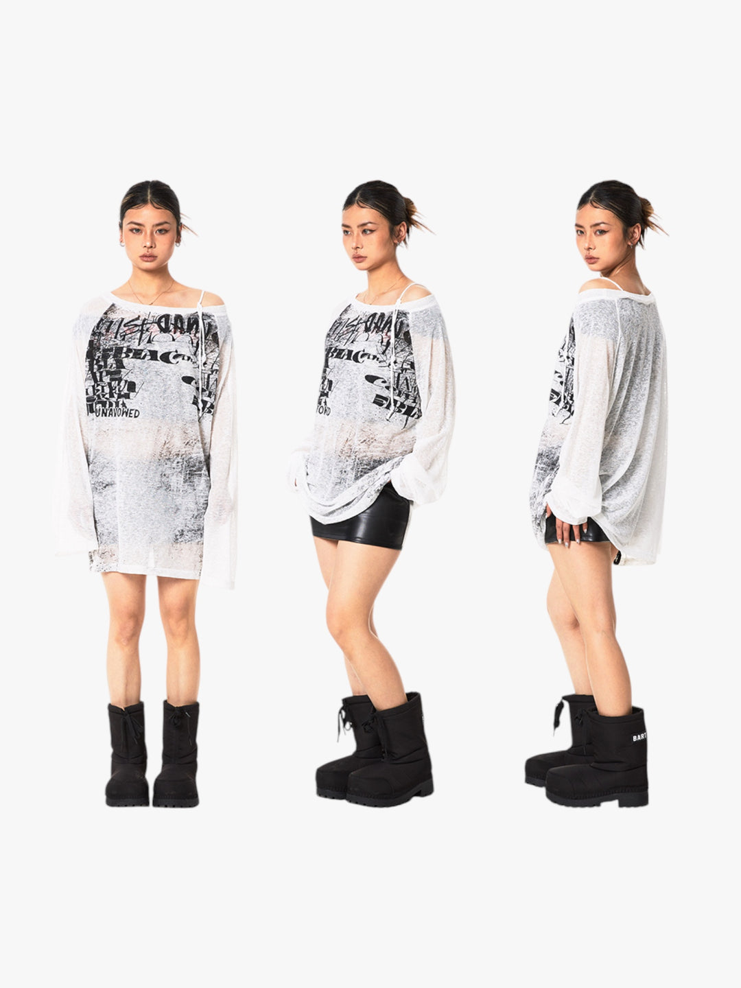 GKIKZ RETRO MICRO TRANSPARENT SHEER OFF-SHOULDER TOP