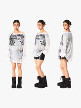 Retro Micro Transparent Sheer Off-Shoulder Top