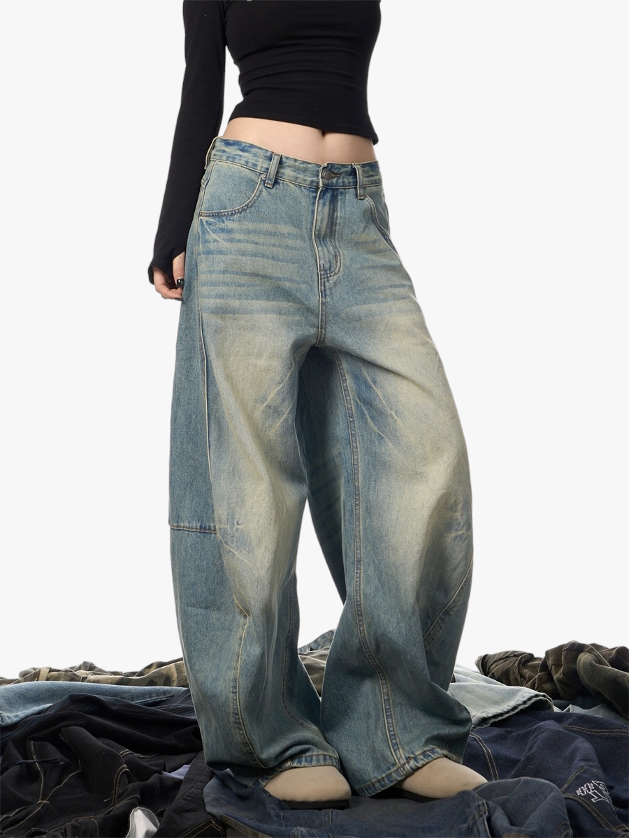 GKIKZ RETRO WASHED-OUT BAGGY JEANS