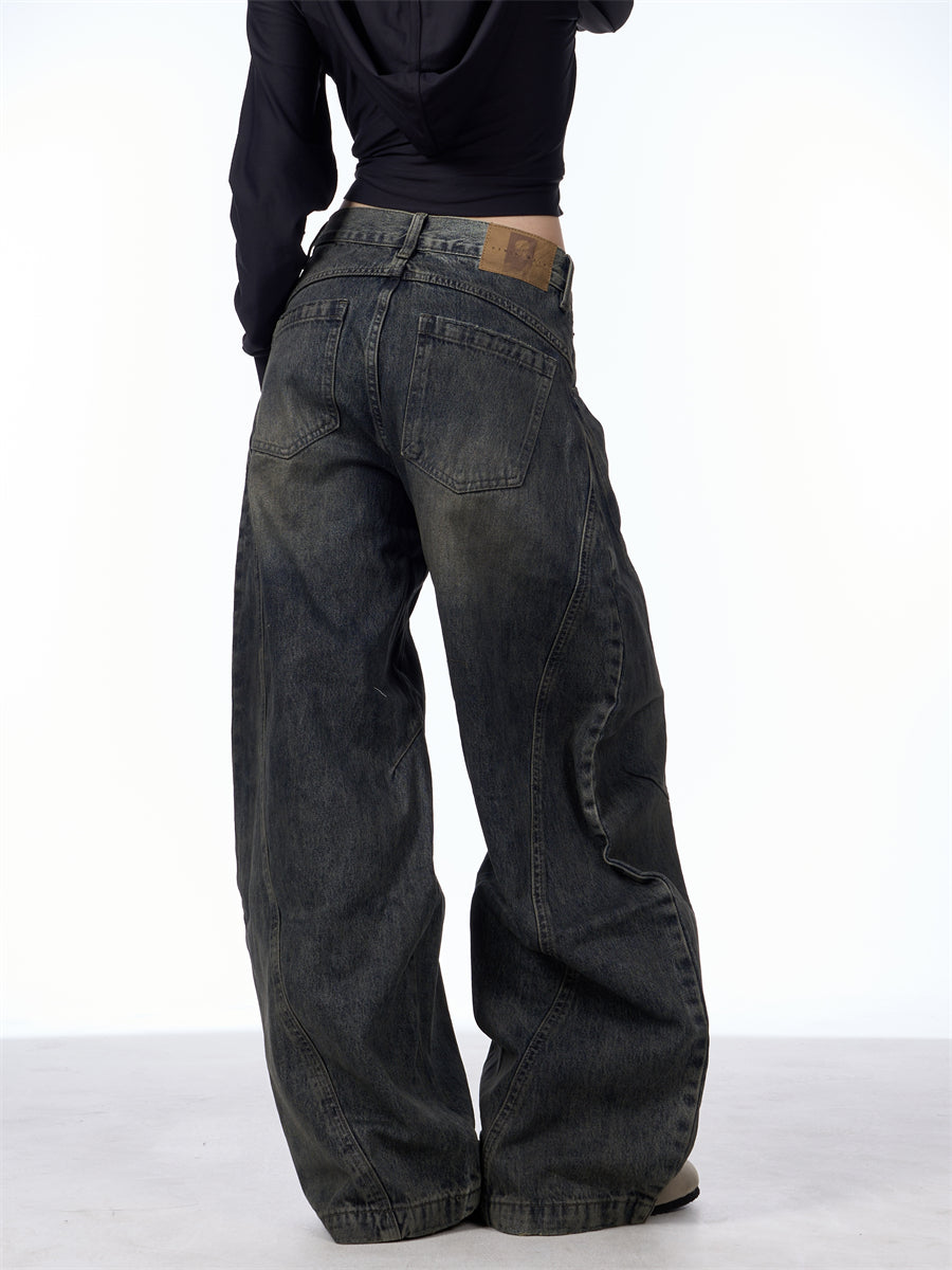 GKIKZ DIRTY SPLASH-INK MATCHET WIDE-LEG DENIM PANTS