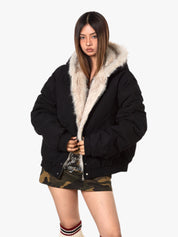 GKIKZ MOUNTAIN CARVING THICKENED FUR JACKET