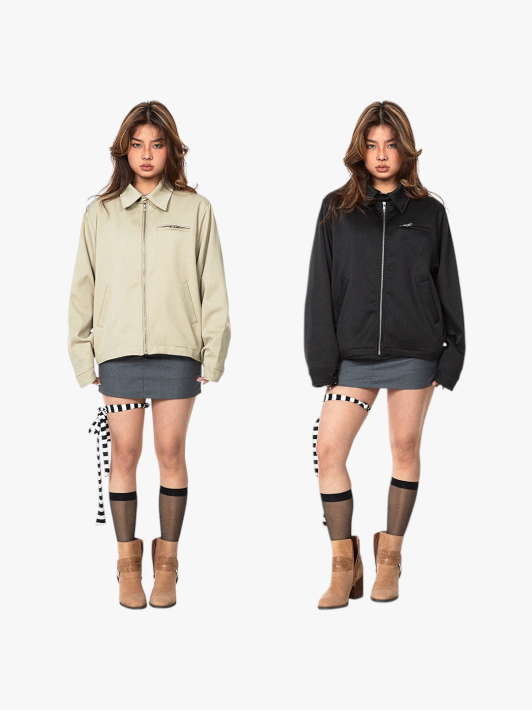 GKIKZ RETRO SOLID COLORS SHORT LAPELS JACKET