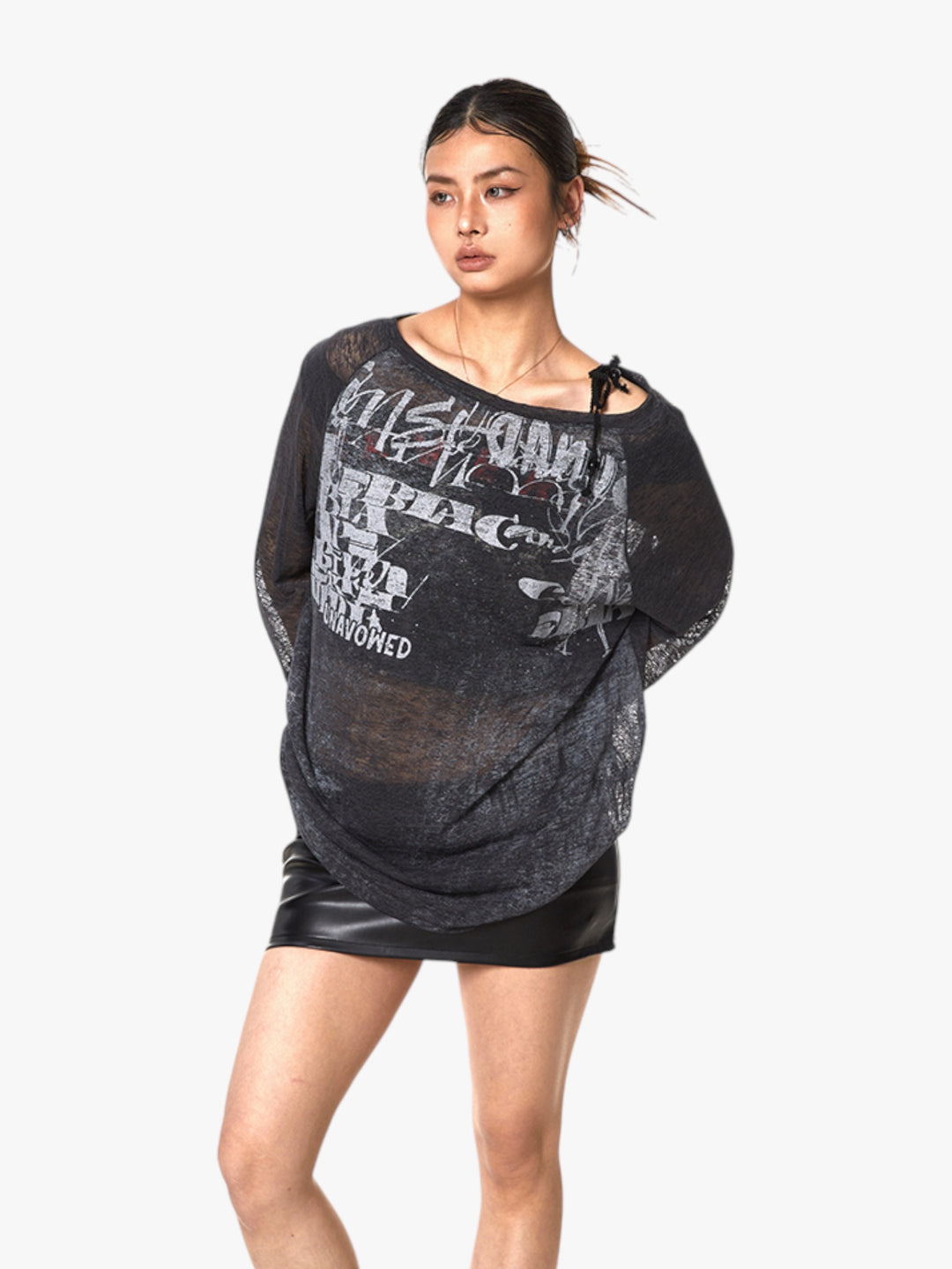 GKIKZ RETRO MICRO TRANSPARENT SHEER OFF-SHOULDER TOP