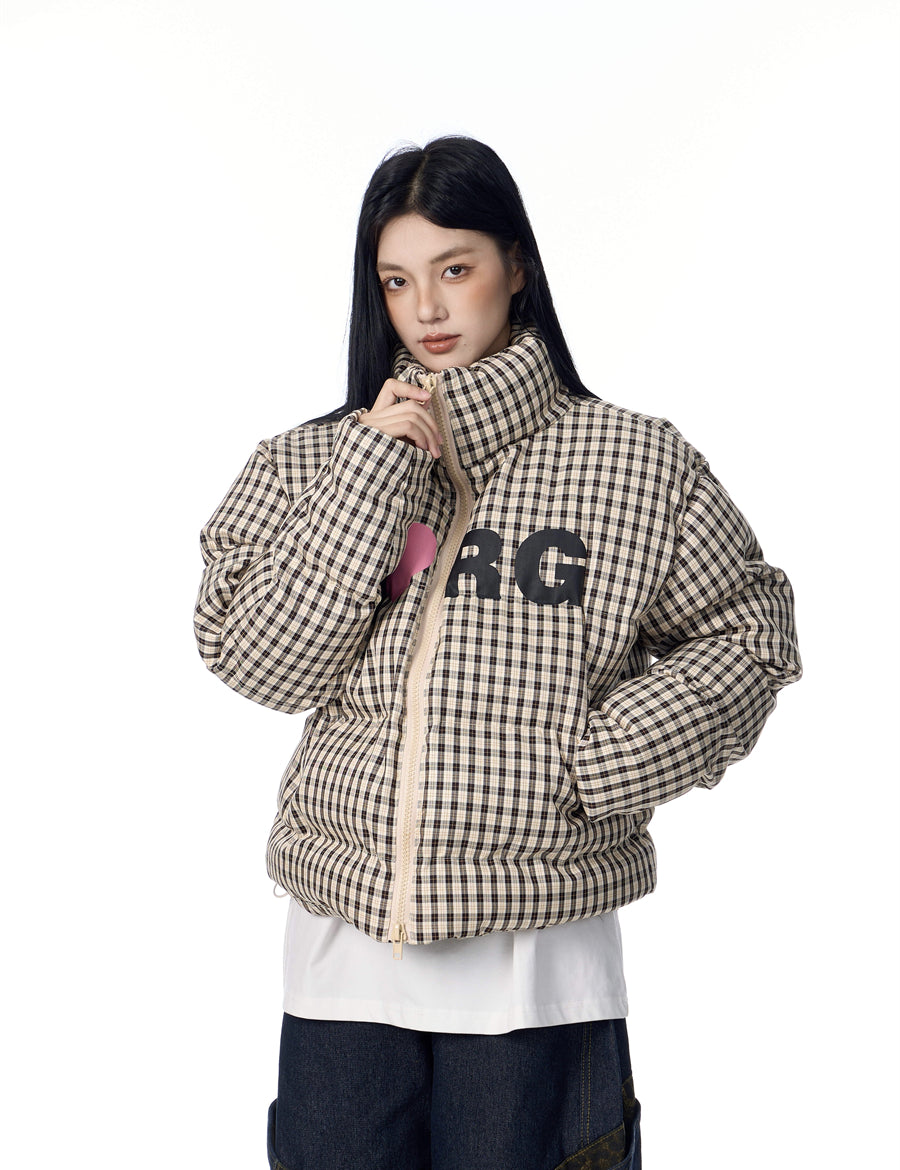 GKIKZ PLAID THICKENED QUILTED COTTON PUFFER JACKET