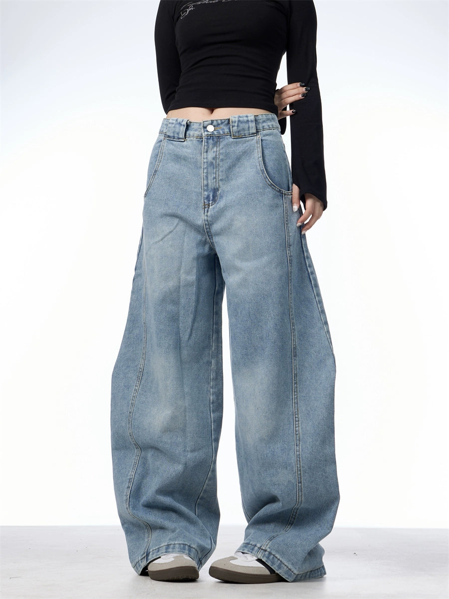 Retro Machete Wide-Leg Loose Jeans