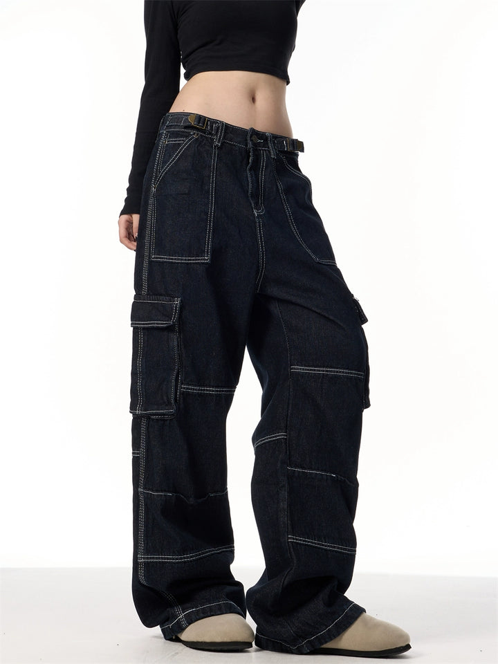 GKIKZ TIMELESS BIG POCKET HEAVY DENIM CARGO JEANS