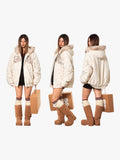 Mountain Carving Cotton-Padded Thickened Faux Fur Jacket