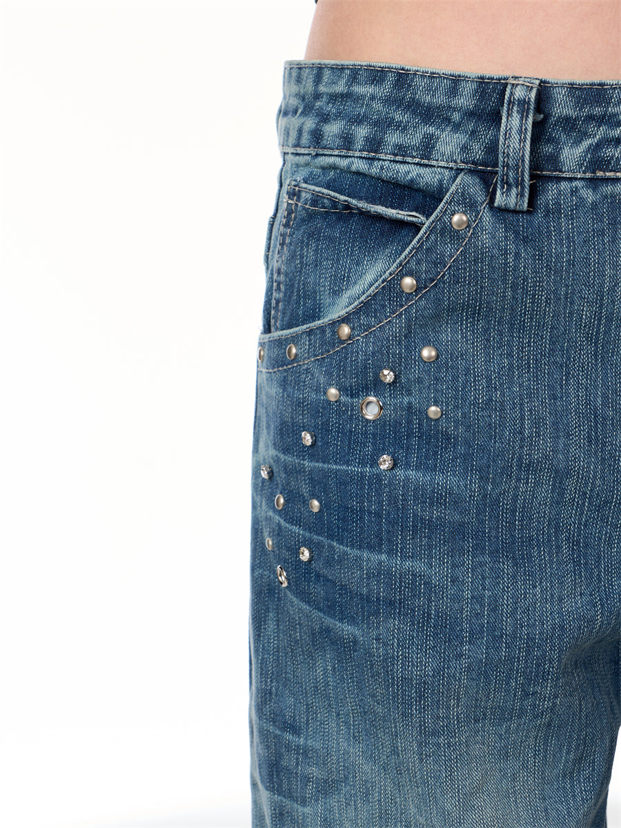 GKIKZ RIVET HIGH WAIST WIDE-LEG JEANS