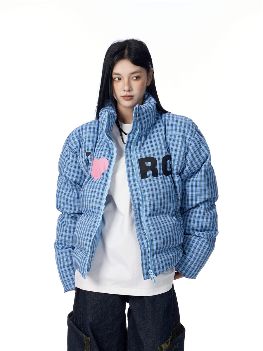 GKIKZ PLAID THICKENED QUILTED COTTON PUFFER JACKET
