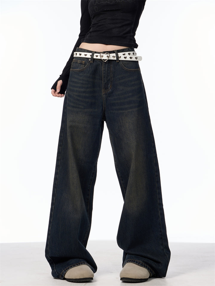 GKIKZ TRULY DULL OLD BLACK WIDE-LEG JEANS