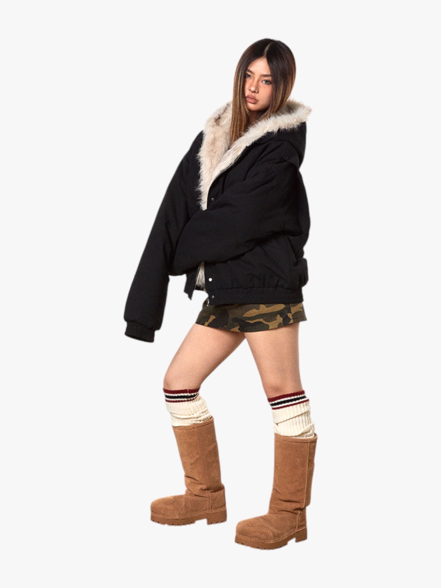 Mountain Carving Thickened Fur Jacket