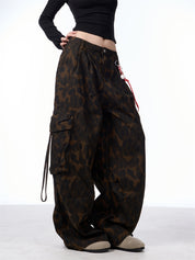 GKIKZ LEOPARD INTRUSION BAGGY CARGO PANTS