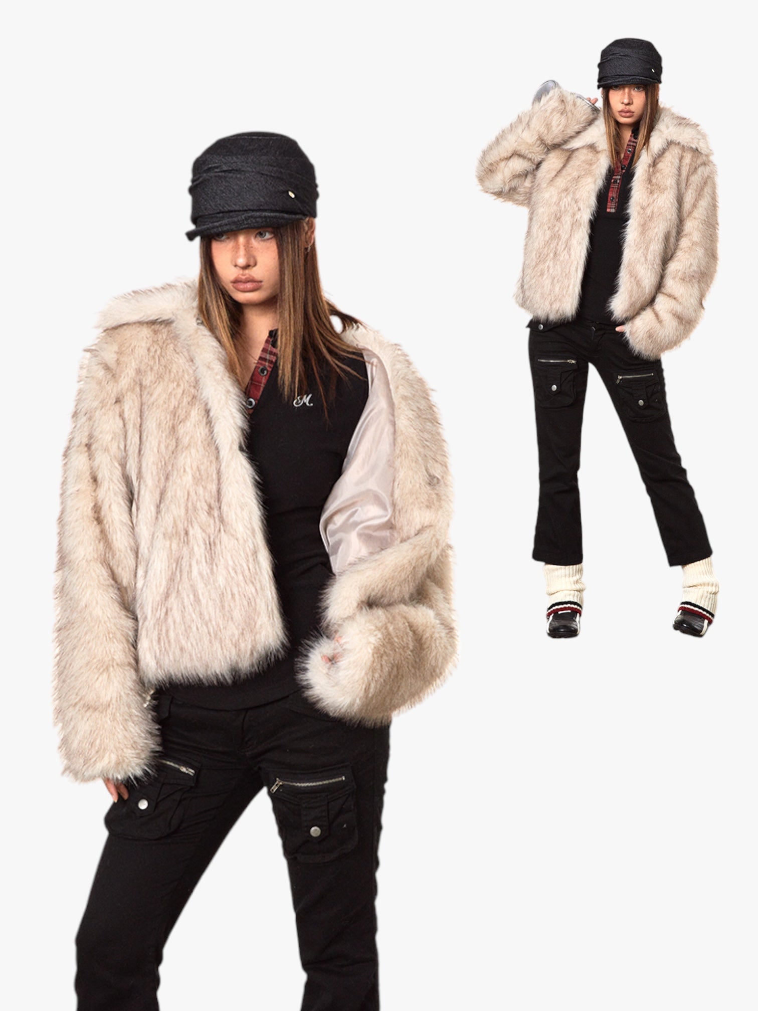 GKIKZ LUXURIOUS FAUX FUR OVERSIZED JACKET