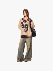 GKIKZ 99 LOOSE FIT CABLE KNITTED SWEATER