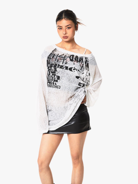 GKIKZ RETRO MICRO TRANSPARENT SHEER OFF-SHOULDER TOP