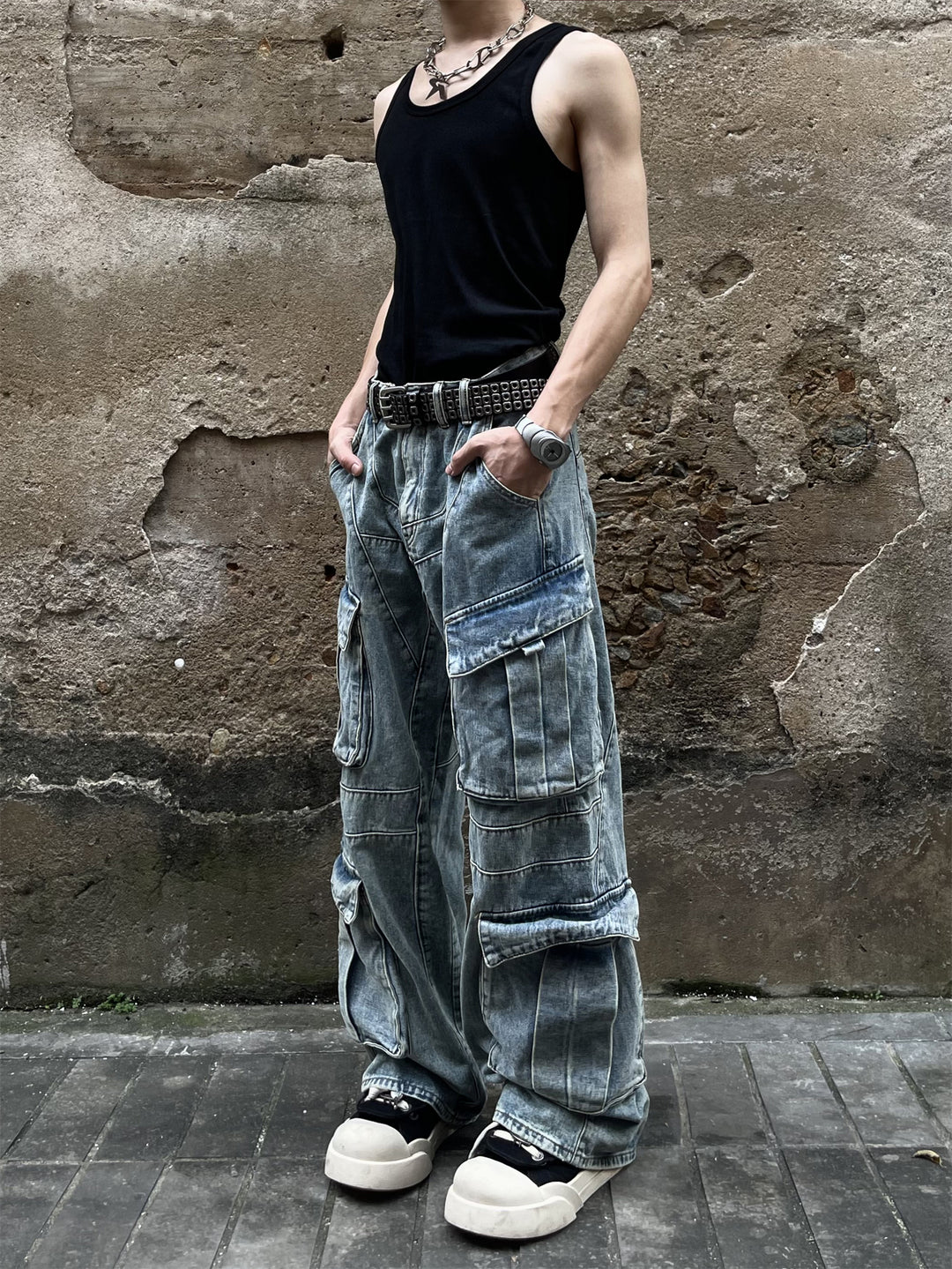 11KN Heavy Denim Multi-Pocket Baggy Jeans