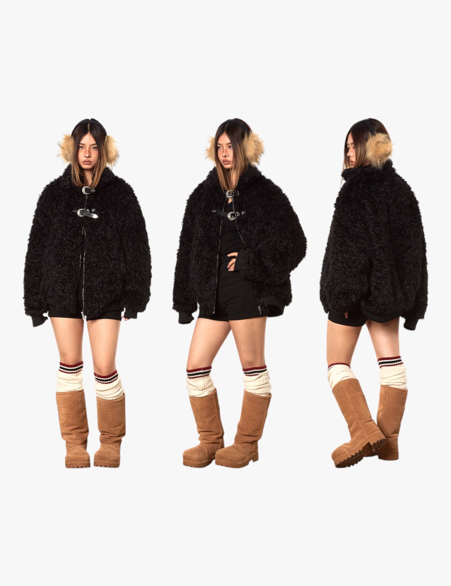 GKIKZ IMITATION LAMBWOOL FUR COTTON THICKENED SHEARLING JACKET