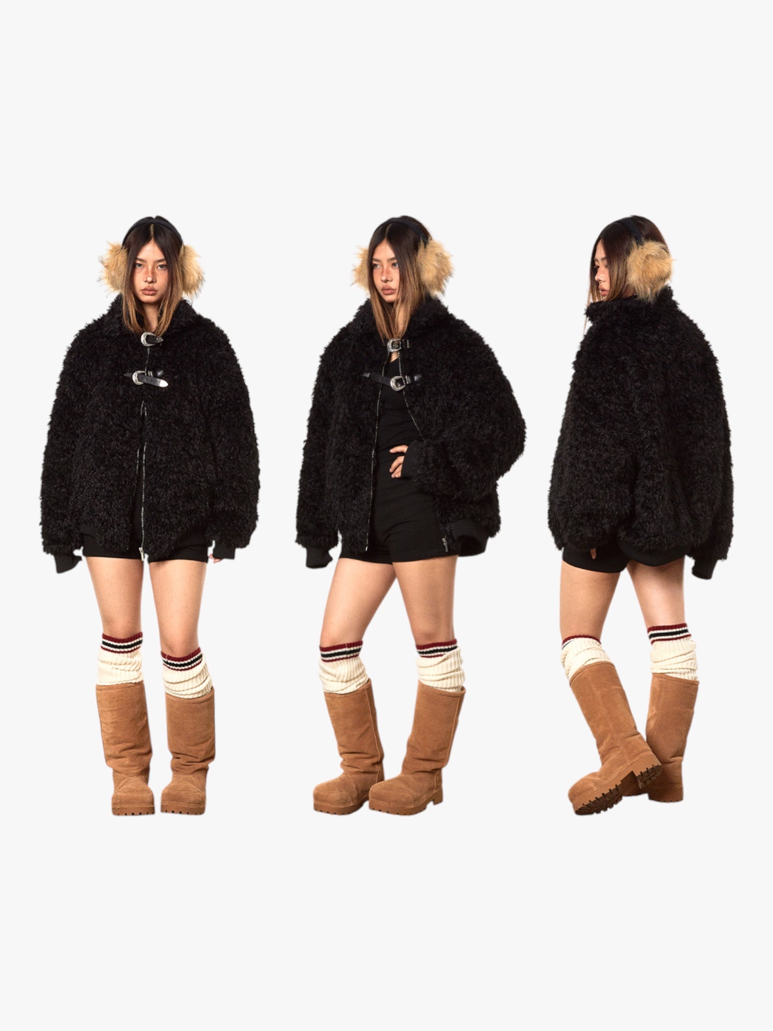 GKIKZ IMITATION LAMBWOOL FUR COTTON THICKENED SHEARLING JACKET