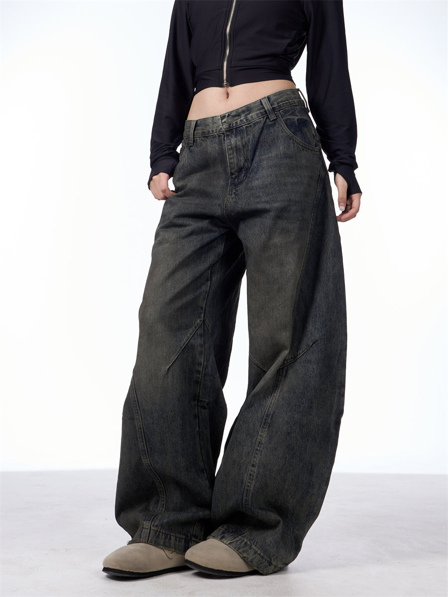 GKIKZ DIRTY SPLASH-INK MATCHET WIDE-LEG DENIM PANTS