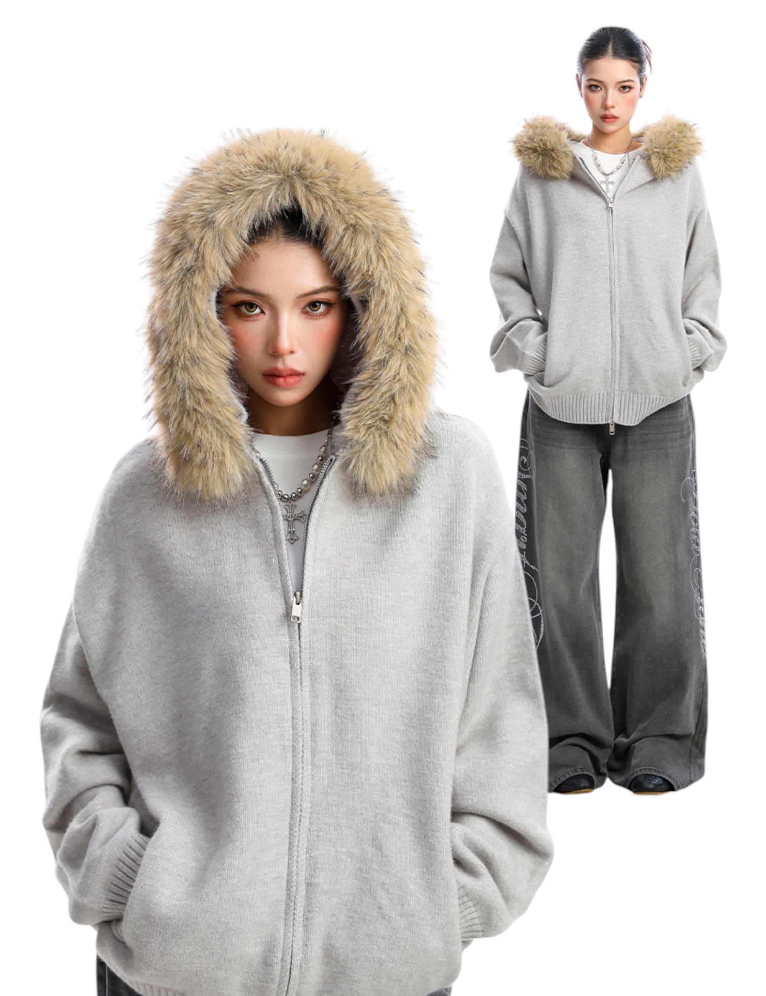 [25AW NEW ARRIVAL] GKIKZ AURORA EDGE FAUX FUR JACKET