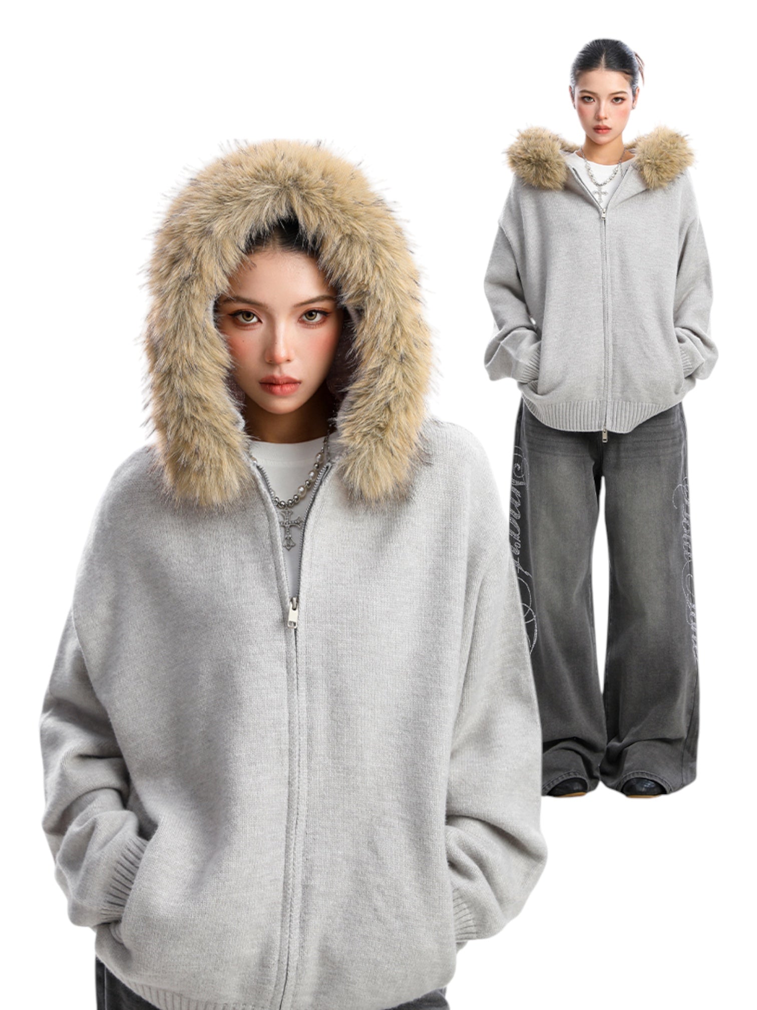 [25AW NEW ARRIVAL] GKIKZ AURORA EDGE FAUX FUR JACKET