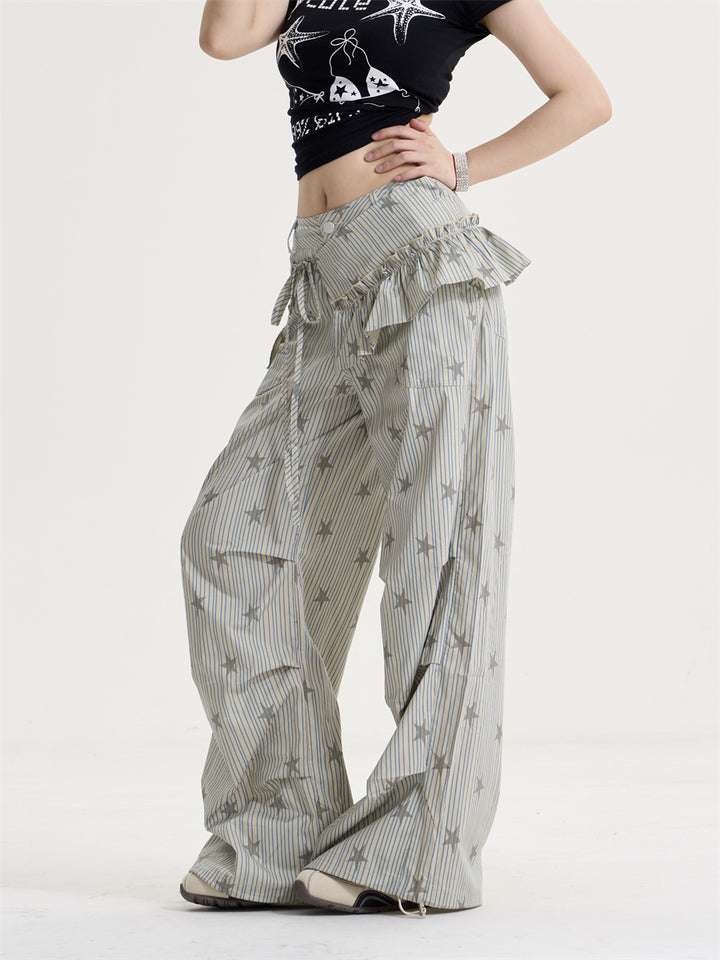 GKIKZ STARLACE RUFFLE WIDE-LEG PANT