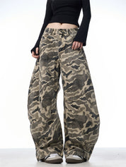 GKIKZ WASHED CAMOUFLAGE WIDE-LEG PANTS