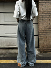 GKIKZ REVERSE DESIGN RETRO BAGGY JEANS