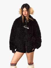 GKIKZ IMITATION LAMBWOOL FUR COTTON THICKENED SHEARLING JACKET