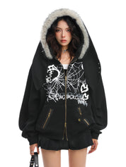[25AW NEW ARRIVAL] GKIKZ BIG-EARS BUNNY FUR ZIP-UP HOODIE