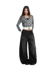[25AW NEW ARRIVAL] GKIKZ STAR PRINT CROPPED HOODIE ZIP-UP