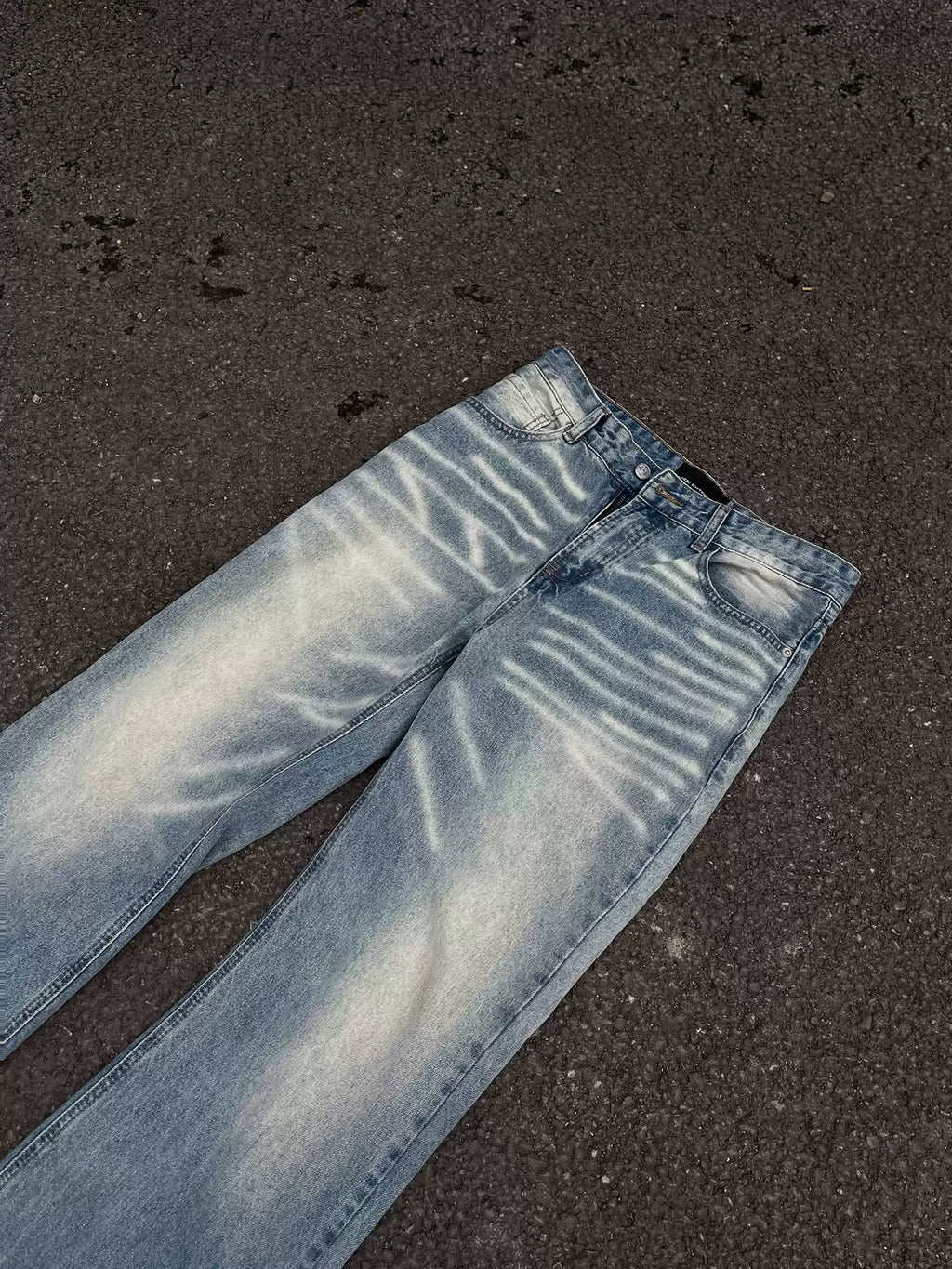 Fake Ripple Washed Baggy Jeans