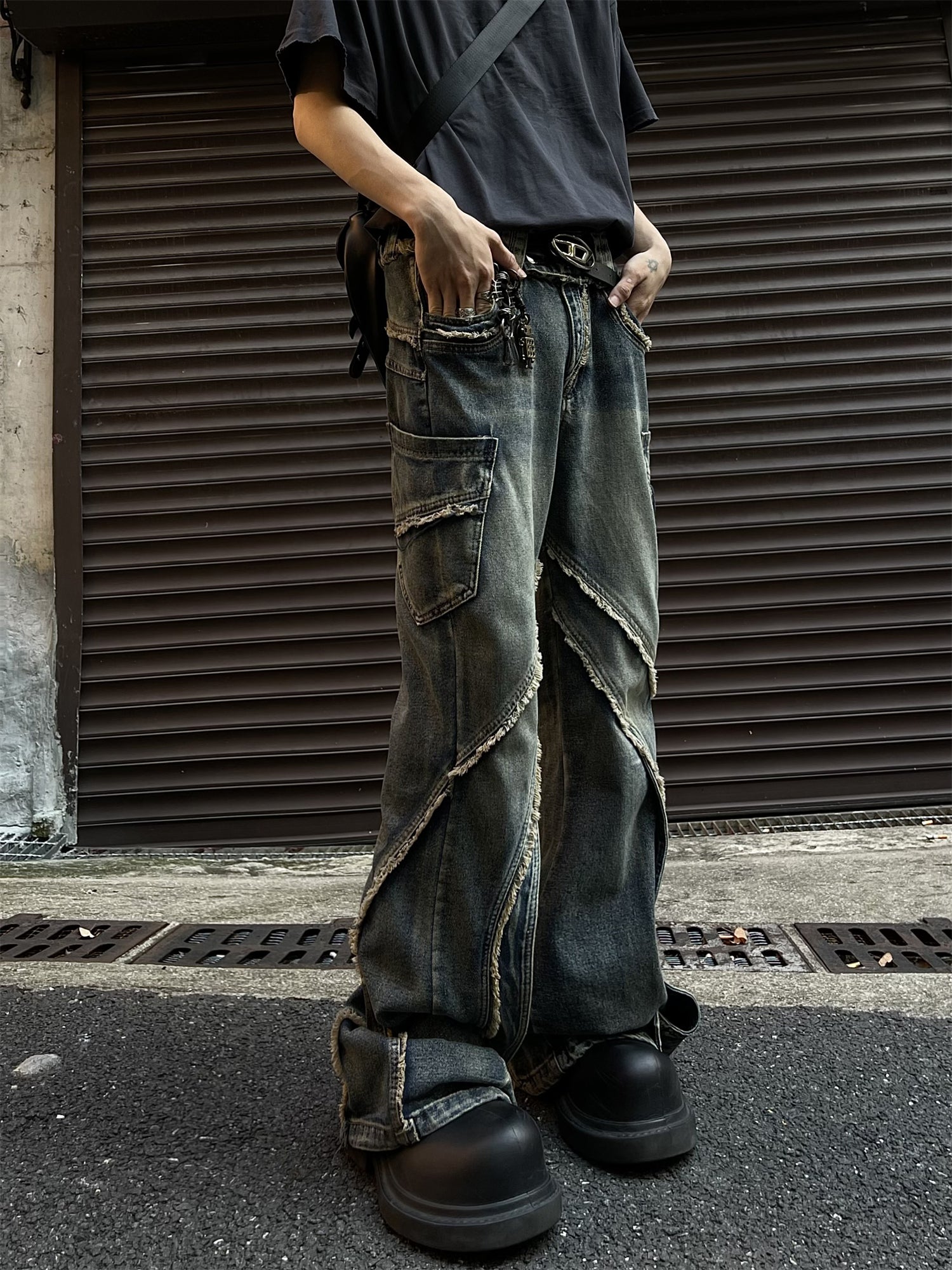 Inner Destruction Baggy Jeans (Blue)