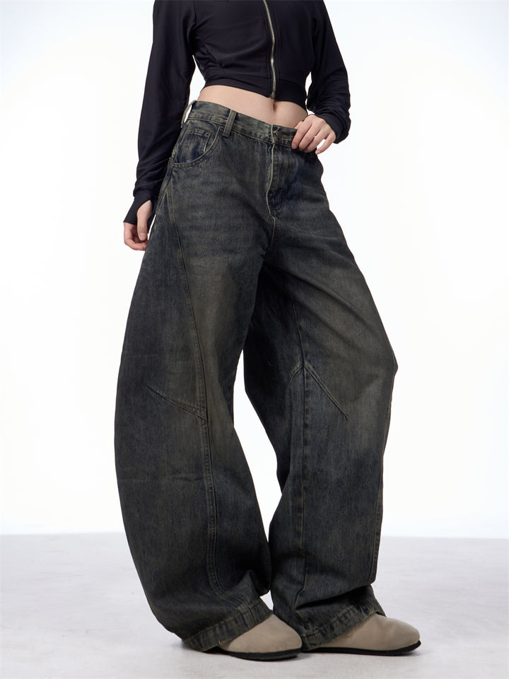 GKIKZ DIRTY SPLASH-INK MATCHET WIDE-LEG DENIM PANTS