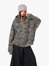 Retro Camouflage Loose Zipper Cardigan