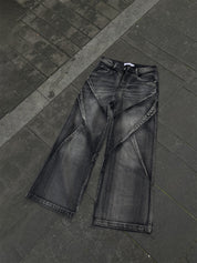 GKIKZ HEAVY WASHED DECONSTRUCTED DENIM BAGGY JEANS