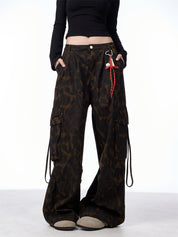 GKIKZ LEOPARD INTRUSION BAGGY CARGO PANTS