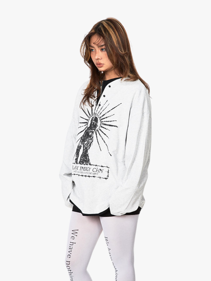 GKIKZ FAKE TWO-PIECE LONG SLEEVES T-SHIRT