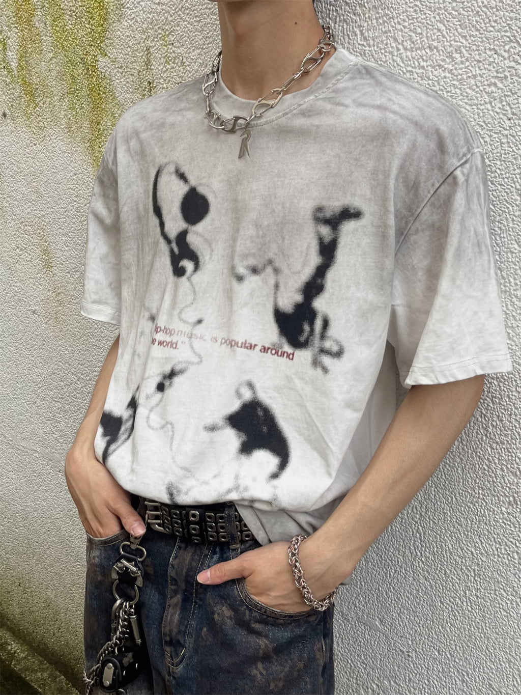Gradient Dirty Wash Distressed Loose Tees