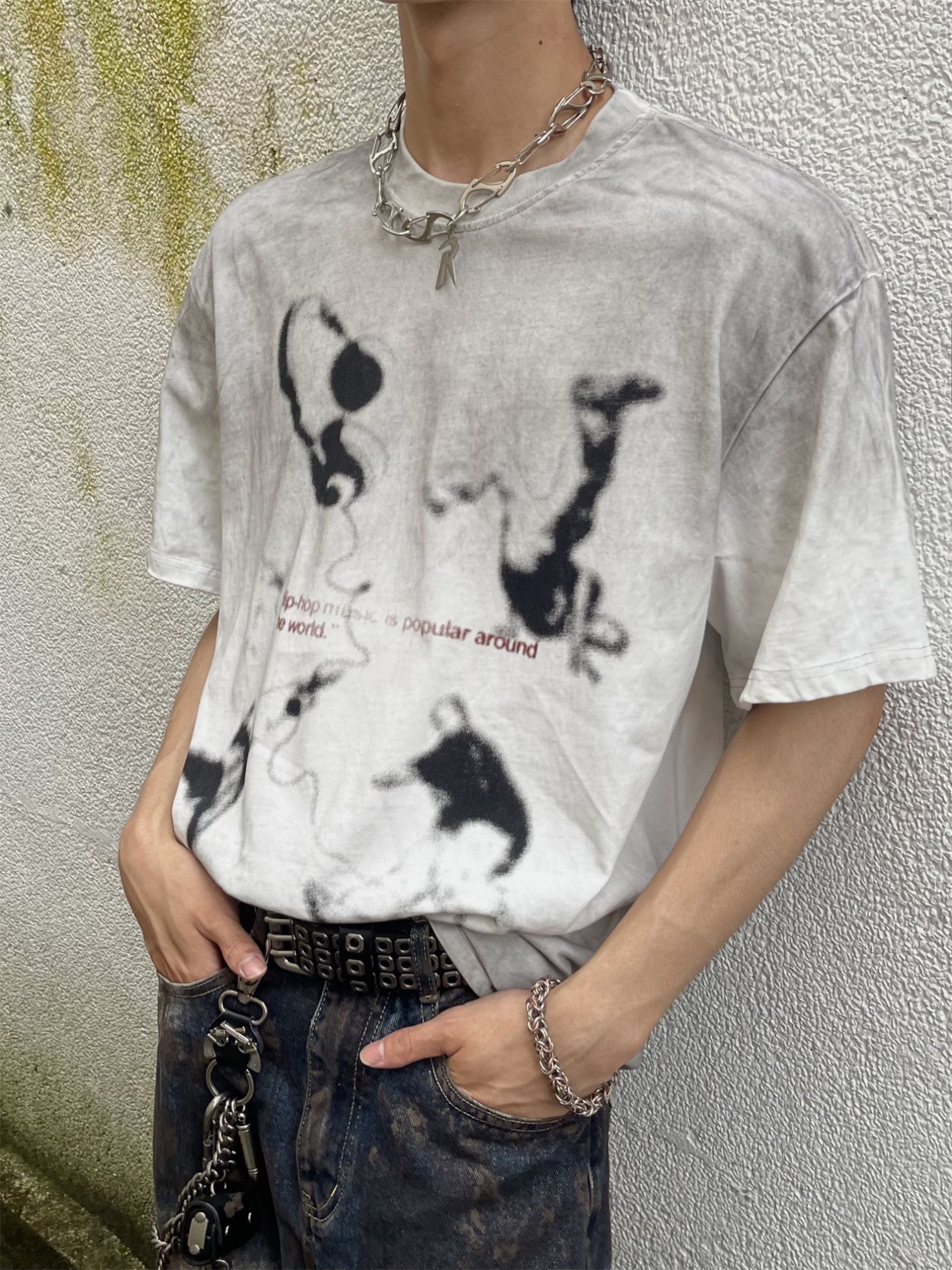 Gradient Dirty Wash Distressed Loose Tees