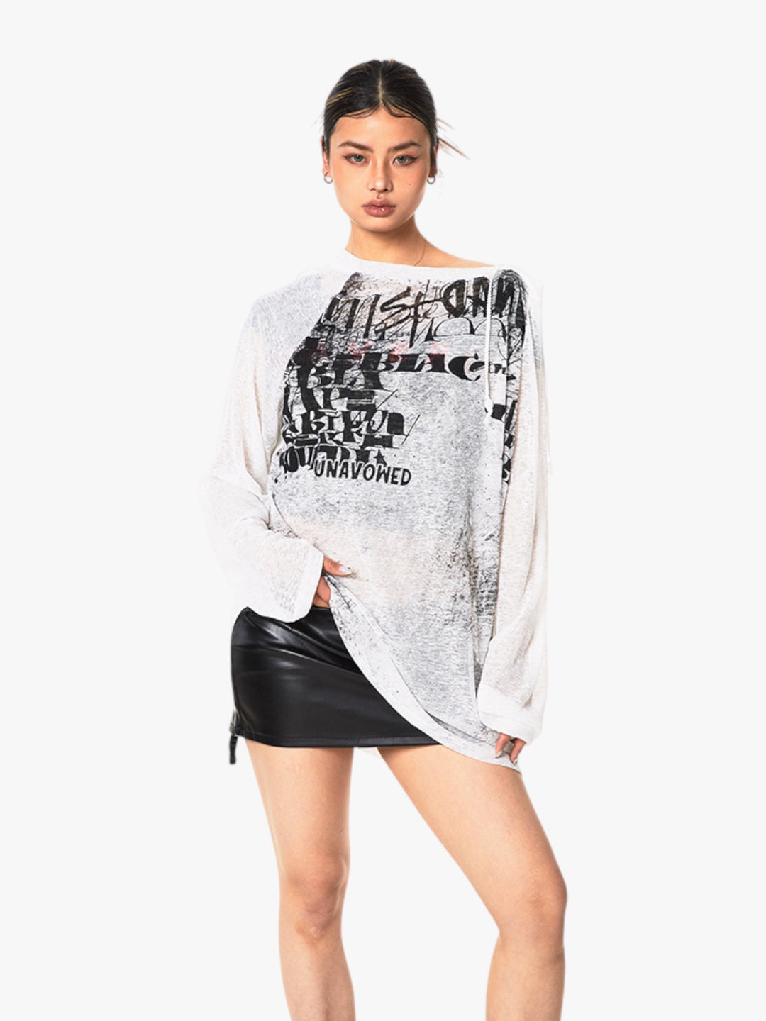 GKIKZ RETRO MICRO TRANSPARENT SHEER OFF-SHOULDER TOP