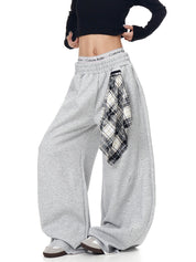 [25AW NEW ARRIVAL] GKIKZ DETACHABLE PLAID SCARF LOOSE WIDE-LEG PANT