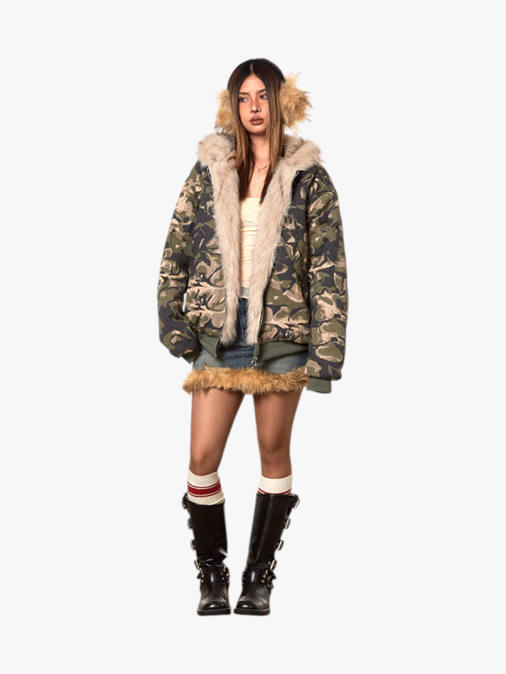 Cotton Padded Fur Collar Jacket