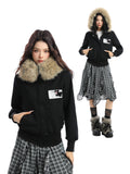 Block Code Faux Fur Jacket
